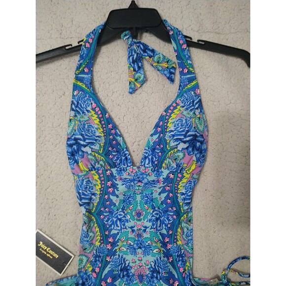 Juicy Couture Blue Floral One Piece Swimsuit Size Small Nwt - Picture 5 of 10